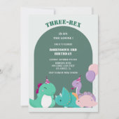 Invitation Nouvel anniversaire de dinosaures trois-rex 3e (Devant)