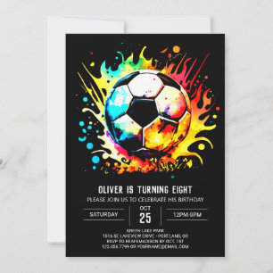 Invitation Nouvel anniversaire de football en aquarelle sport
