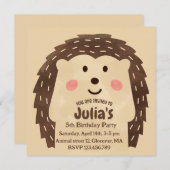 Invitation Nouvel anniversaire de Hérisson aquarelle simple (Devant / Derrière)