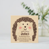 Invitation Nouvel anniversaire de Hérisson aquarelle simple (Debout devant)