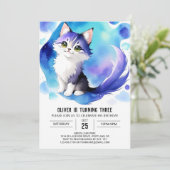 Invitation Nouvel anniversaire de Kitty numérique mignon (Debout devant)
