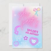 Invitation Nouvel anniversaire de la fête de la lueur rose Ne (Devant)