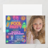 Invitation Nouvel anniversaire de la fête de la piscine de Ne (Devant / Derrière)