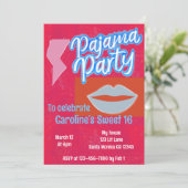 Invitation Nouvel anniversaire de la fête du pyjama de Neon P (Debout devant)