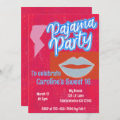 Invitation Nouvel anniversaire de la fête du pyjama de Neon P (Devant / Derrière)