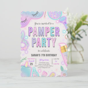 Invitation Nouvel anniversaire de la fête Spa de Neon Pamper