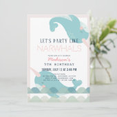 Invitation Nouvel anniversaire de la fille rose marine des va (Debout devant)