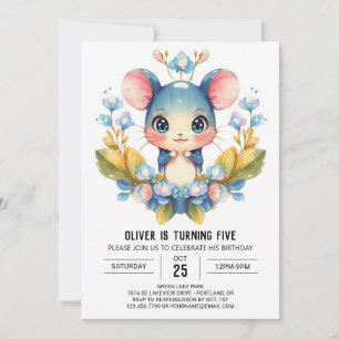 Invitation Nouvel anniversaire de la souris des enfants migno
