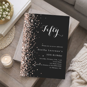 Invitation Nouvel anniversaire de luxe rose noir