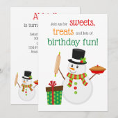 Invitation Nouvel Anniversaire de Noël du mignon Snowman (Devant / Derrière)