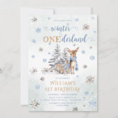 Invitation Nouvel anniversaire du Cerf mignon hivernal (Devant)