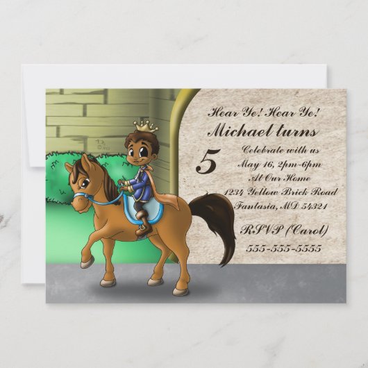 Invitation Nouvel anniversaire du mignon afro-américain Princ (Devant)