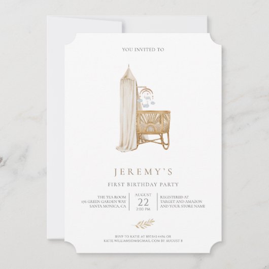 Invitation Nouvel anniversaire Neutral Boho (Devant)