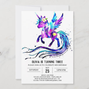 Invitation Nouvel anniversaire numérique de la licorne numéri