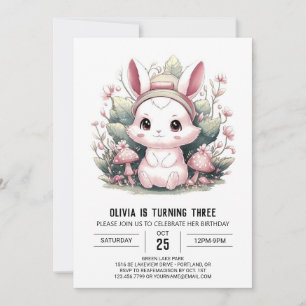 Invitation Nouvel anniversaire numérique de lapin mystique mi