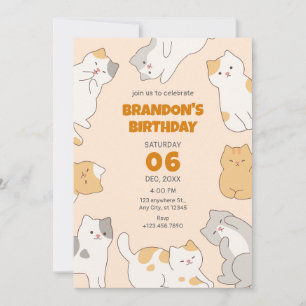 Invitation Nouvel anniversaire pour les chats mignons
