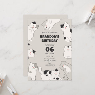 Invitation Nouvel anniversaire pour les chats mignons