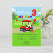 Invitation Nouvel anniversaire Red Golf Cart Boy's (Debout devant)