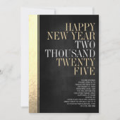 Invitation Nouvel an's Eve Black & Gold Metallic Edge Party (Devant)