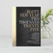 Invitation Nouvel an's Eve Black & Gold Metallic Edge Party (Debout devant)