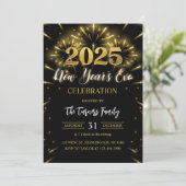 Invitation Nouvel an's Eve Party Black & Gold Parties scintil (Debout devant)