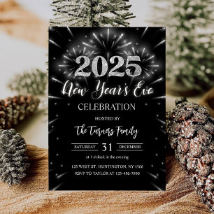 Invitation Nouvel an's Eve Party Black & Silver Parties scint