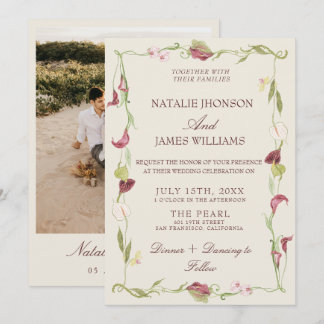 Invitation Nouvel Art Aquarelle Vintage Fleurs Mariage
