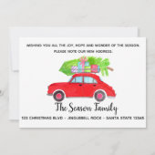 Invitation Nouvelle Address Red Car with Christmas tree (Dos)
