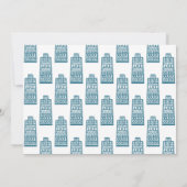 Invitation Nouvelle adresse bleue avec des bâtiments de dessi (Dos)
