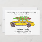 Invitation Nouvelle adresse Cabine jaune Taxi sapin de Noël (Dos)