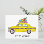 Invitation Nouvelle adresse Taxi cabine jaune Cadeaux de Noël (Debout devant)