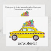 Invitation Nouvelle adresse Taxi cabine jaune Cadeaux de Noël (Devant / Derrière)