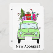 Invitation Nouvelle adresse verte Retro Fiat 500 Cadeaux de N (Devant / Derrière)