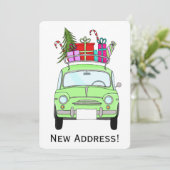 Invitation Nouvelle adresse verte Retro Fiat 500 Cadeaux de N (Debout devant)