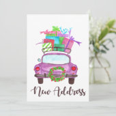 Invitation Nouvelle adresse Voiture de Noël classique (Debout devant)