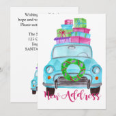 Invitation Nouvelle adresse Voiture de Noël classique (Devant / Derrière)