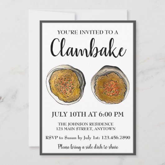 Invitation Nouvelle-Angleterre Clambake Rhode Island Stuffed (Devant)