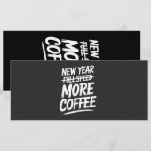 Invitation Nouvelle Année Drôle Plus de Café Résolution Sarca (Devant / Derrière)