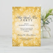 Invitation Nouvelle Année Eve Party Festive Bokeh Or (Debout devant)