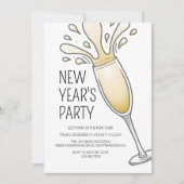 Invitation Nouvelle Année Fête Champagne (Devant)