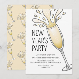 Invitation Nouvelle Année Fête Champagne