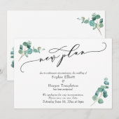 Invitation Nouvelle annonce de report de mariage Eucalyptus (Devant / Derrière)