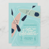 Invitation Nouvelle aventure Kayak Couples wedding shower (Devant / Derrière)