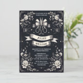 Invitation Nouvelle Bannière Bows Satin Chic Ribbon coupe Mar (Debout devant)