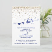 Invitation Nouvelle date de la Marine Confetti Mariage report (Debout devant)
