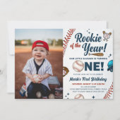 Invitation Nouvelle de l'année 1er anniversaire Baseball phot (Devant)