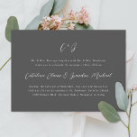 Invitation Nouvelle Élégance Calligraphie Monogramme Noms Gri<br><div class="desc">Customisez toutes les polices et les couleurs de votre événement mariage; ajoutez une découpe sous forme de dés ou du papier spécial pour élever ce design.</div>