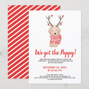 Invitation Nouvelle fête de Noël pour enfants avec un chiot p