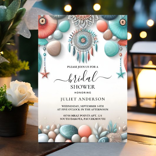 Invitation Nouvelle Fête des mariées de verre de mer empilée 