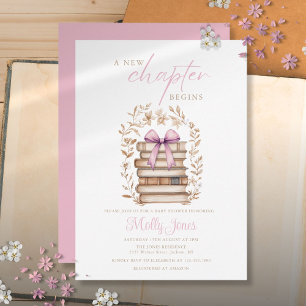 Invitation Nouvelle histoire chapitre Livre Rose Bébé Fête Pr